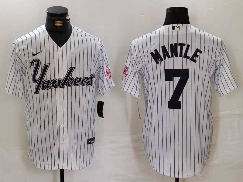 Men's New York Yankees #7 Mickey Mantle White Pinstripe Fashion Cool Base Jersey,We sell and wholesale Men's New York Yankees #7 Mickey Mantle White Pinstripe Fashion Cool Base Jersey on line form chian!